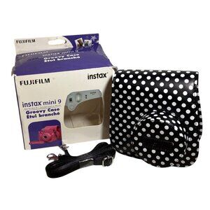 Fujifilm Instax Mini Case 8 & 9 Groovy Case Black & White Polka Dot Strap